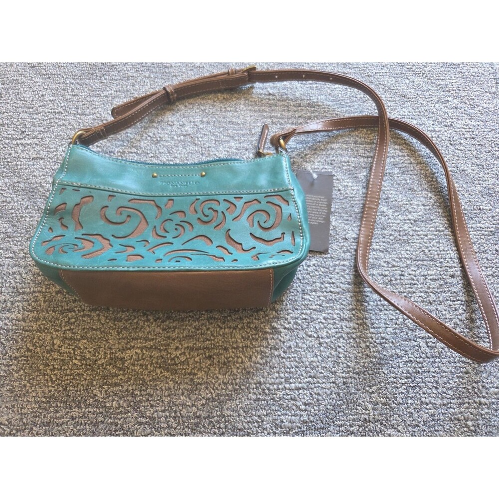 Tignanello Leather Crossbody, Dark Turquoise, NEW with Defects. - Picture 2 of 8